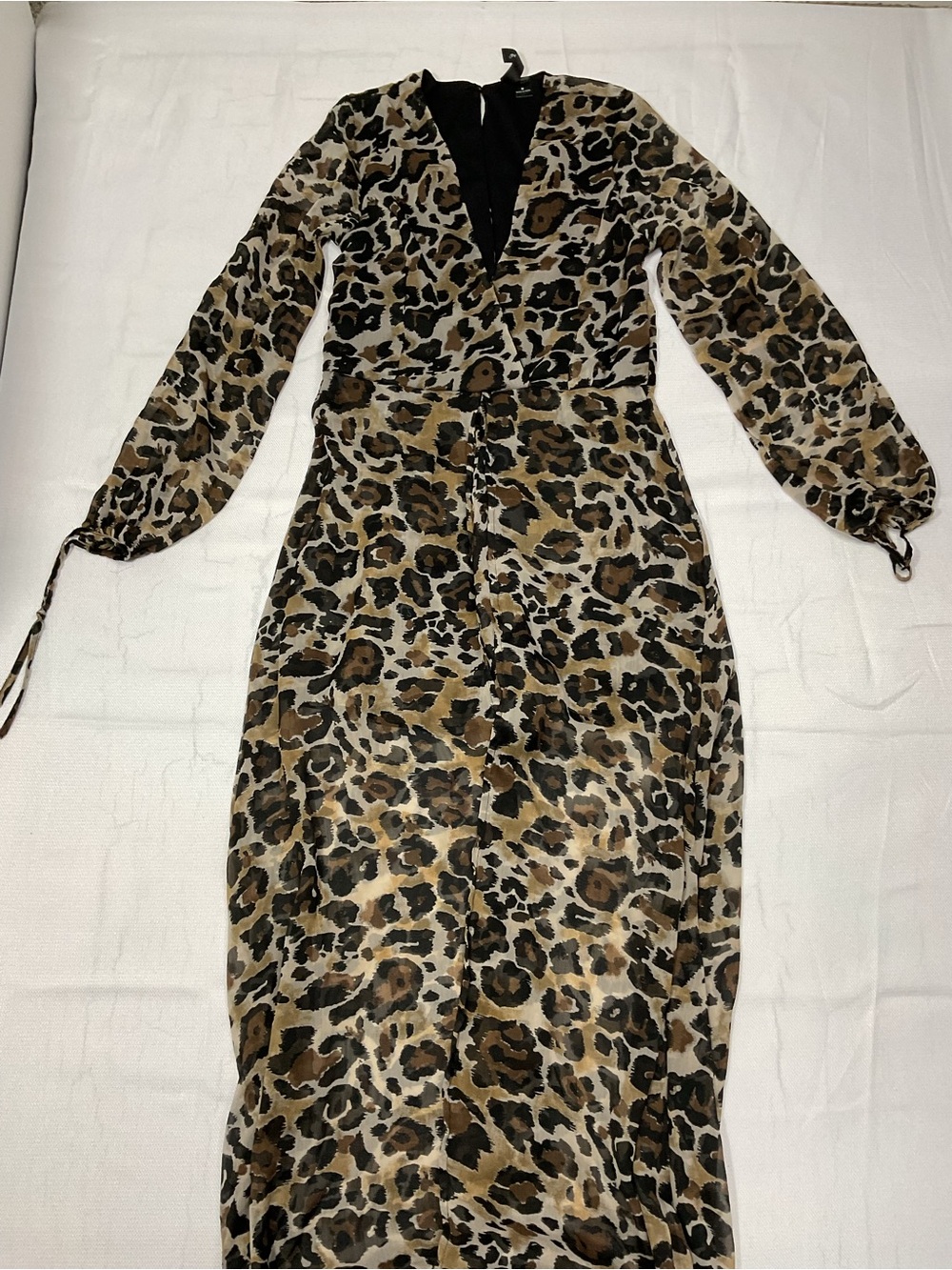 feathers Leopard Print Maxi Dress in Brown and Black
